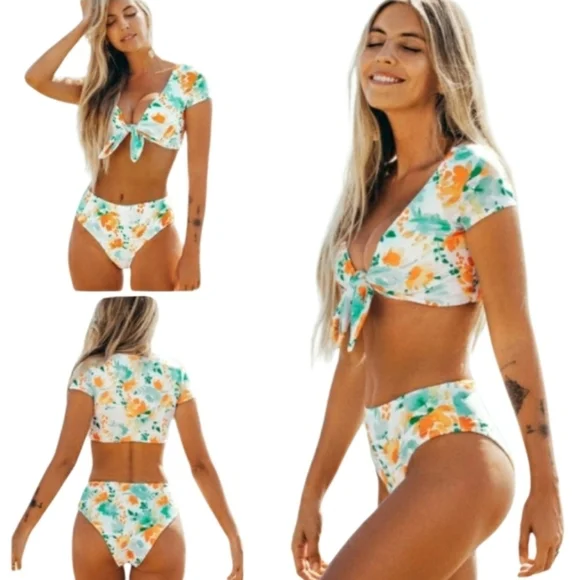 Cupshe Floral Tie knot High-Waiste  Swim Set - Small - Picture 10 of 10